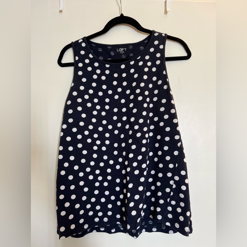 Loft Women’s Navy Polkadot Tank Top Size M